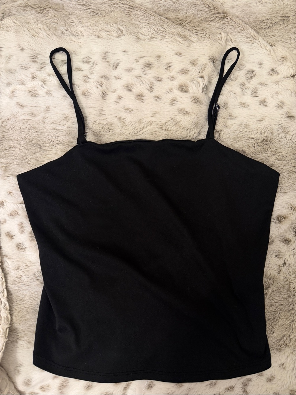 Black Fitted Cami Tank Top Minimalist 90s Y2K Spaghetti Strap Basic